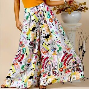 Multi Graphic Palazzo Pants